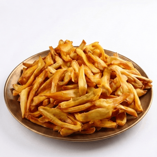 Crunchy Jackfruit Chips by Kaipunnyam in a 200g bag, showing golden, crispy snack slices on a white background.