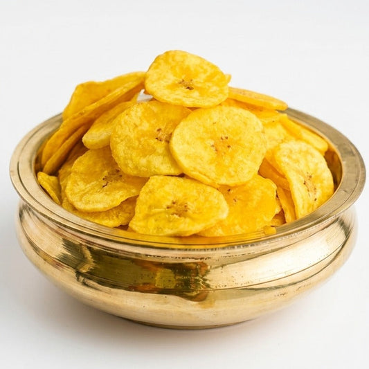 Crunchy Kaipunnyam banana chips snack in a 200g package, showcasing golden, sliced dried bananas.